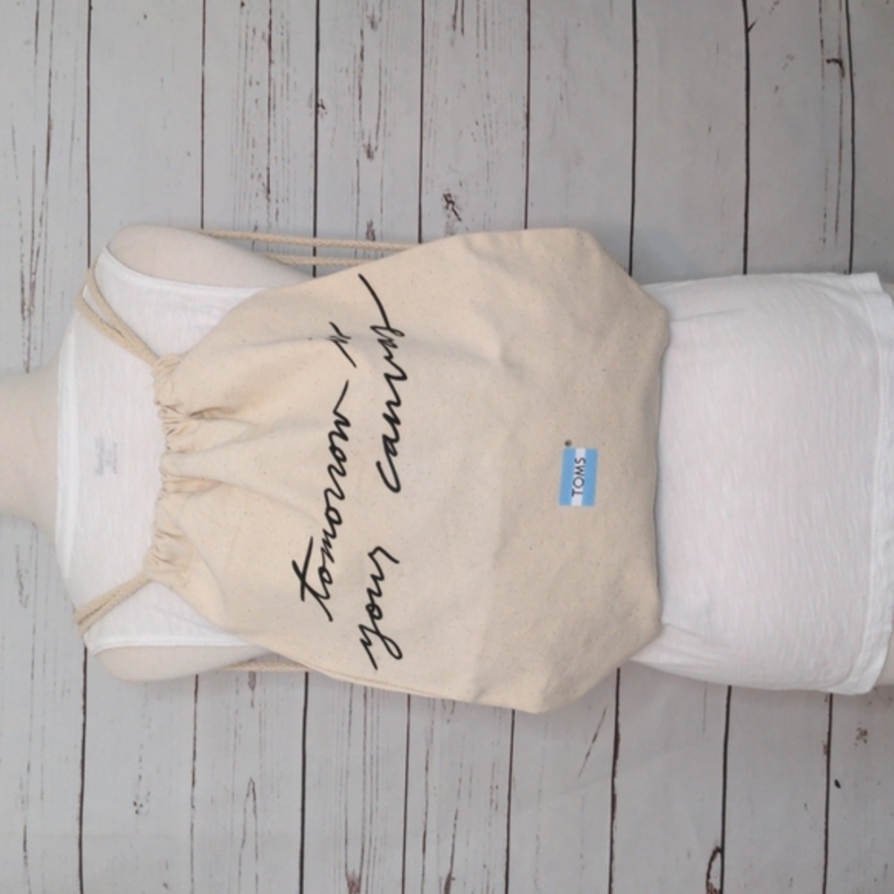 Tom's Unisex Drawstring‎ Natural Canvas Sustainable Eco-Friendly Backpack Bag